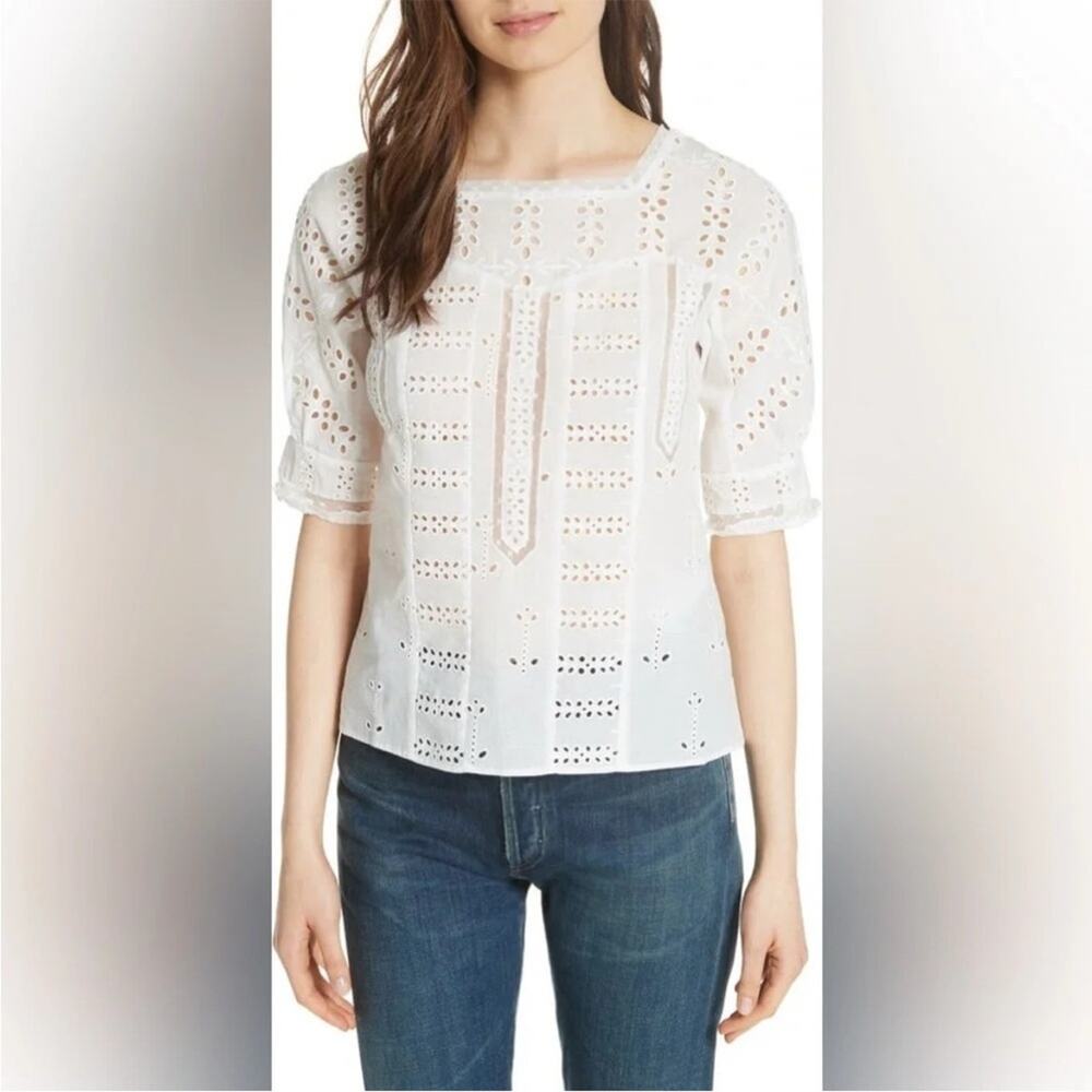 NWT New Maje Loody Eyelet Top in White Size L